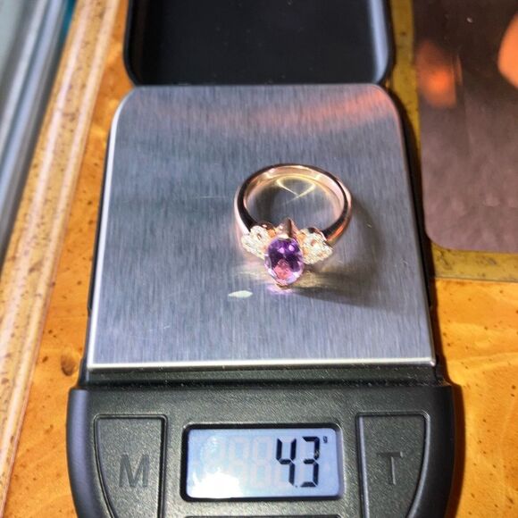 Rose De France Amethyst Marquise Cut Sterling Silver Ring Size 8 - Picture 9 of 9
